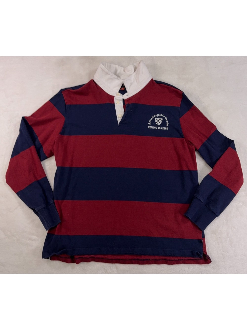 Rowing Blazers Target Mens XXL Striped Rugby Shirt Maroon Navy Long Sleeve